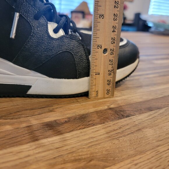 Michael Kors Liv Trainer Wedge Sneakers Black Gunmetal - Picture 12 of 16